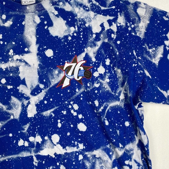 76ERS NBA Women's Size XL Custom Reverse Tie Dye Cropped Short Sleeve Tee Shirt - Picture 2 of 7